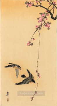 150の主題の芸術作品 Painting - 桜と鳥 大原古邨の鳥